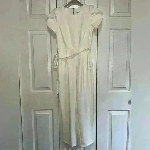 Calvin Klein White Belted Jumpsuit 4 - Picture 4 of 8